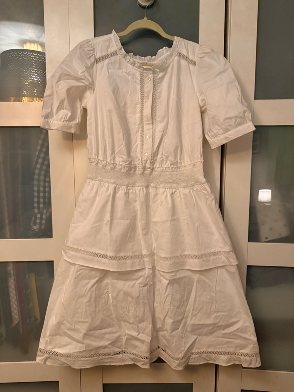 eShakti White Cotton Eyelet Midi Dress 8
